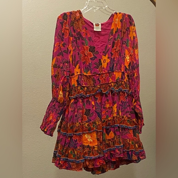 FARM RIO Tropical Tapestry Long-Sleeve Minidress Size M - Picture 8 of 16